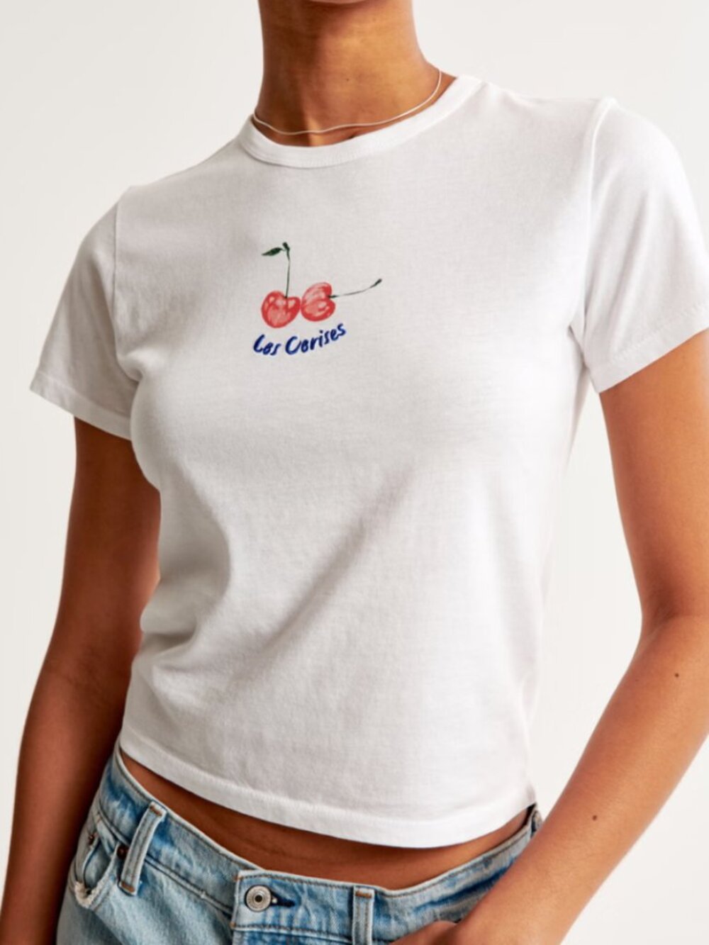 Abercrombie Cotton Short-Sleeve Graphic Skimming Tee T-Shirt Cherry Les Cerises